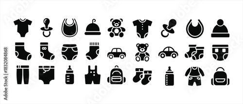 Baby icons in black and white for vector illustration design