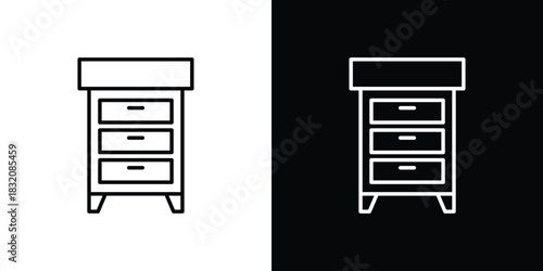 Chest of drawers icon design element. Linear style vectors