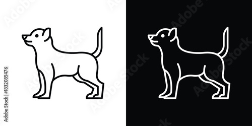 Chihuahua dog icon design element. Linear style vectors