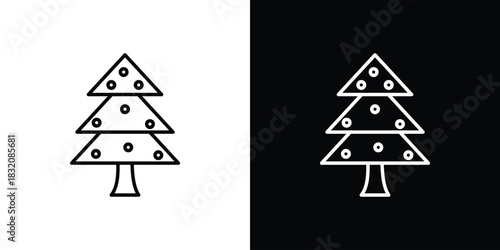 Christmas tree icon design element. Linear style vectors