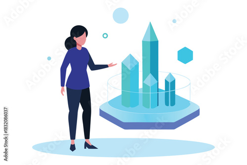 International Women’s Day Futuristic Architect Hologram Vector