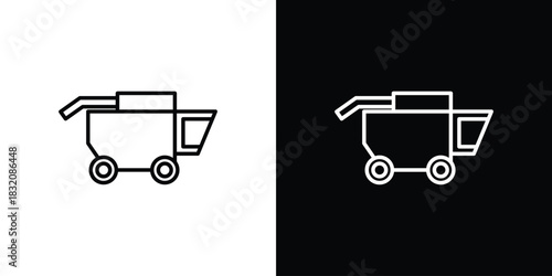 Combine harvester icon design element. Linear style vectors
