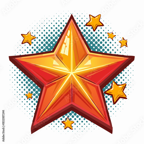 goldener Stern - Cartoon Comic Stil