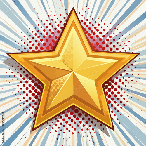 goldener Stern - Cartoon Comic Stil