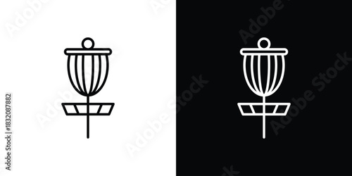 Disc golf icon design element. Linear style vectors