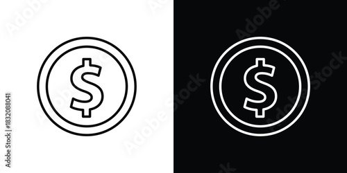 Dollar icon design element. Linear style vectors