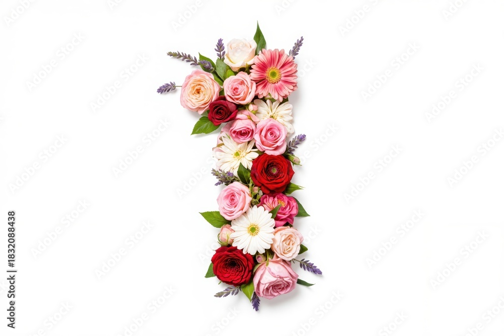 Fototapeta premium a letter made of flowers on a white background