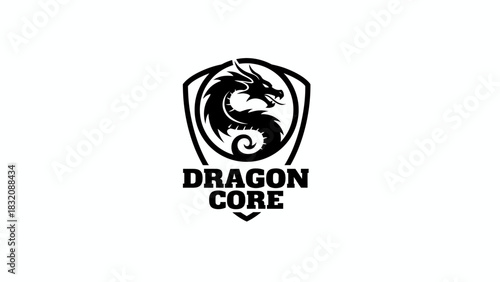 Dragon core logo with fierce dragon emblem on white background, Logo, Vector