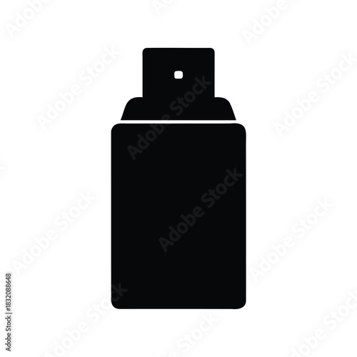 Spray bottle illustration, black silhouette of spray bottle on white background