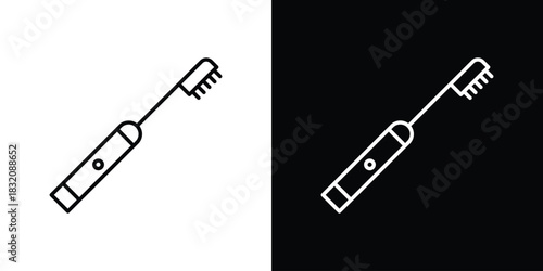 Electric toothbrush icon design element. Linear style vectors