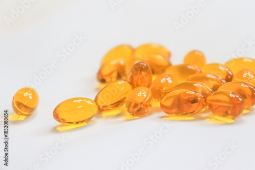 cod liver oil with white background 