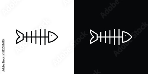 Fish skeleton icon design element. Linear style vectors