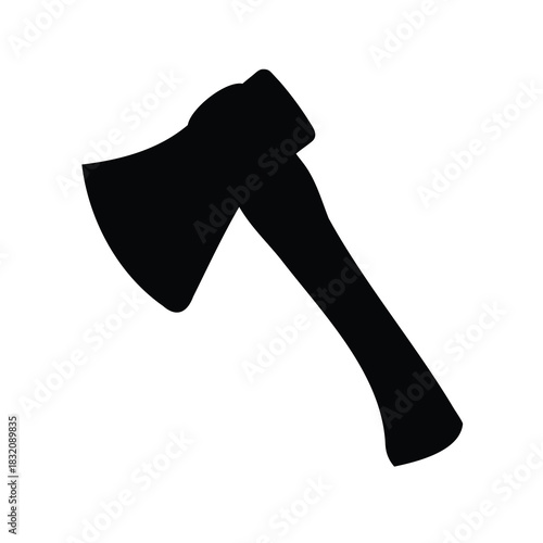Black silhouette illustration of an axe tool against a white background
