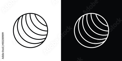 Fitness Ball icon design element. Linear style vectors