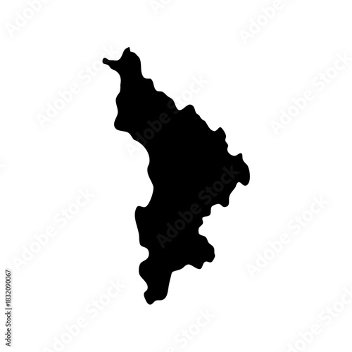 Black Silhouette Outline of the State of Alagoas, Brazil on White Background