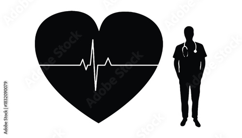 Heart health doctor cardiology medical healthcare silhouette