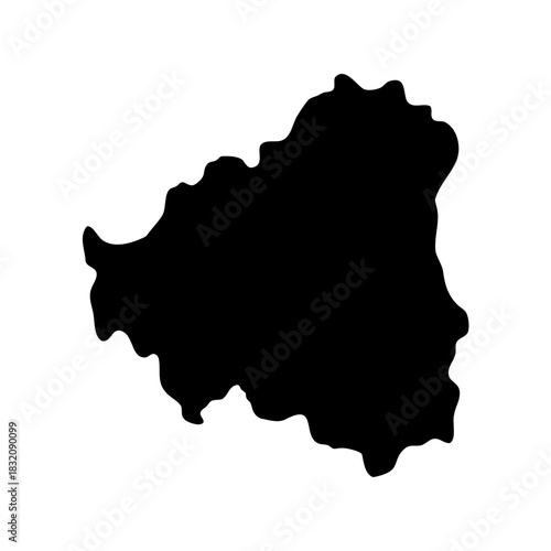 Detailed black silhouette map of Chernihiv Oblast, Ukraine, on a white background