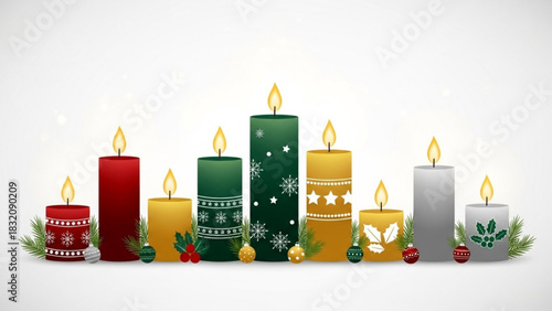 Christmas candles advent decoration holiday celebration festive season winter xmas light illustration