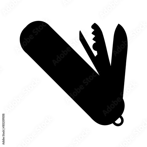 Multi Tool Silhouette with Blade and Corkscrew open, camping essential icon