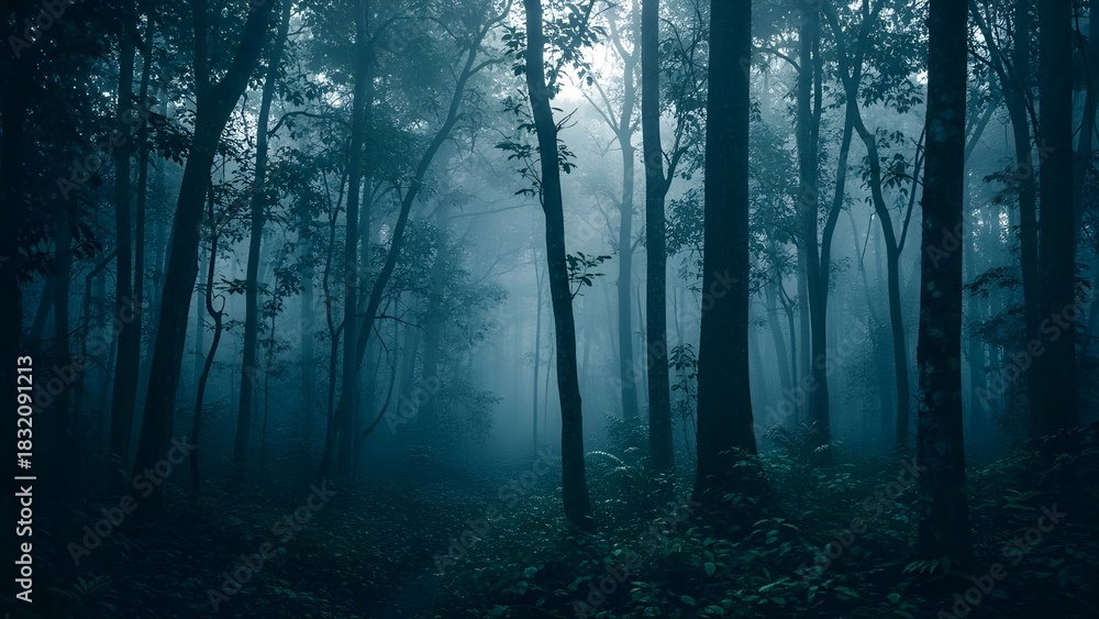Fototapeta premium Mystical Foggy Jungle – Enchanted Atmosphere