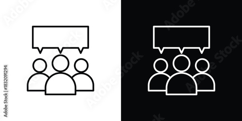 Group discussion icon design element. Linear style vectors
