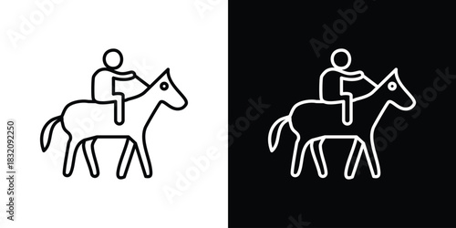 Horse riding icon design element. Linear style vectors