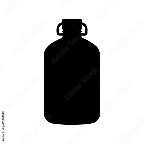 Simple silhouette of a water bottle with handle and button design