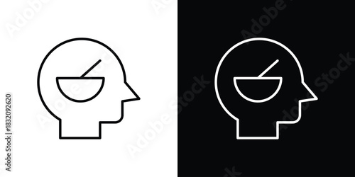 Hungry human icon design element. Linear style vectors
