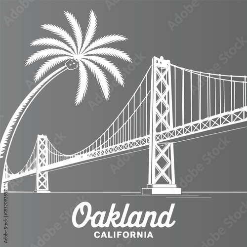 Golden Gate Bridge and Palm Trees Silhouette