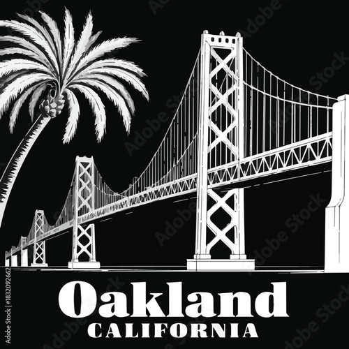 Golden Gate Bridge and Palm Trees Silhouette