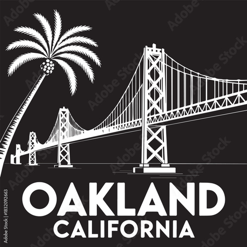 Golden Gate Bridge and Palm Trees Silhouette