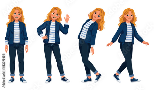 Animated blonde female character poses