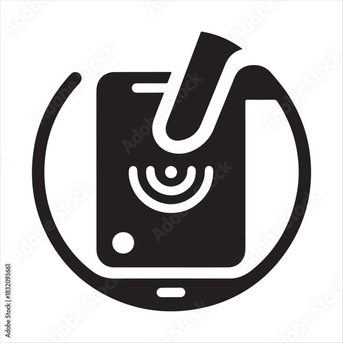 Tap-to-Pay Mobile Payment vector silhouette line art logo design concept illustration