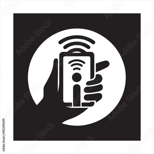 Tap-to-Pay Mobile Payment vector silhouette line art logo design concept illustration