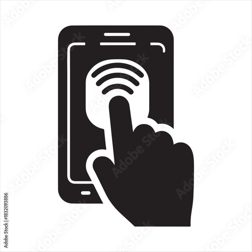 Tap-to-Pay Mobile Payment vector silhouette line art logo design concept illustration