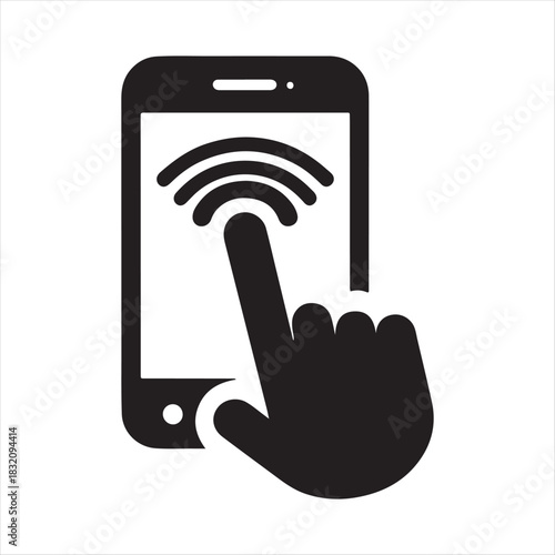 Tap-to-Pay Mobile Payment vector silhouette line art logo design concept illustration