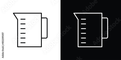 Measuring cup icon design element. Linear style vectors