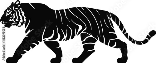Single-line tiger walking silhouette with flowing curves suggesting motion 1.