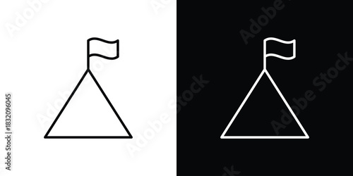 Mountain climb icon design element. Linear style vectors