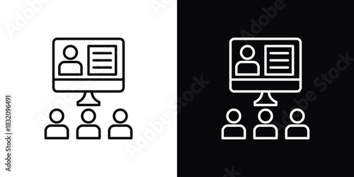 Online coaching icon design element. Linear style vectors