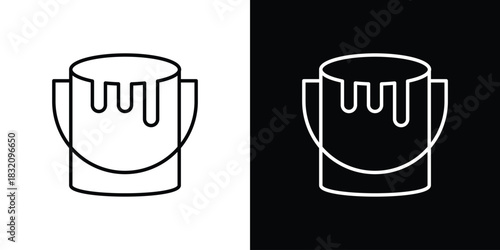 Paint bucket icon design element. Linear style vectors