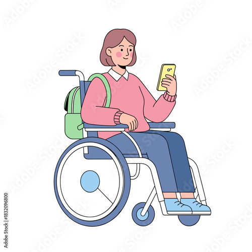 Young disabled woman using smartphone while sitting in wheelchair  