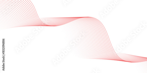 abstract creative red white flowing wave line design.