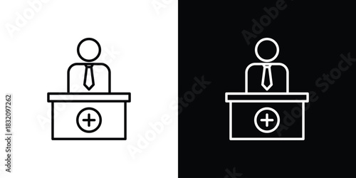 Pharmacist icon design element. Linear style vectors