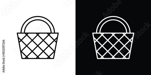 Picnic basket icon design element. Linear style vectors