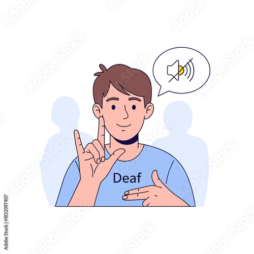 Deaf man using sign language to communicate in a conversational setting  