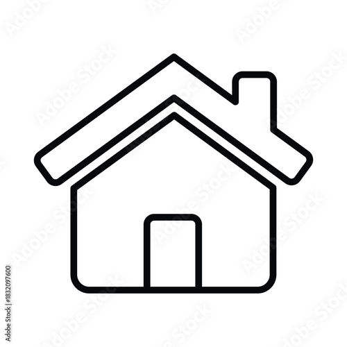 Outline home building icon for real estate and residential use isolated on white background, Vector