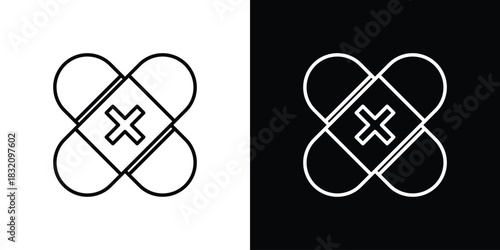 Plaster icon design element. Linear style vectors