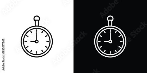 Pocket watch icon design element. Linear style vectors