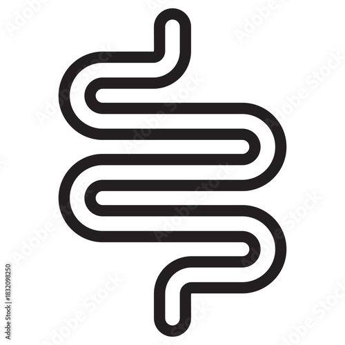 Gut Health Illustration Digestive System Anatomy Black Line Art Intestine Icon Healthcare Design Medical Diagram Body